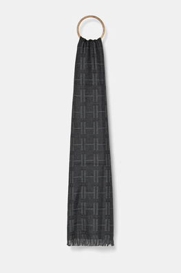 Hackett London Esarfa De Lana Culoarea Gri, Neted, HM042562