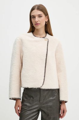 OUI Geaca Femei, Culoarea Bej, De Tranzitie, Oversize, 88997
