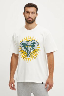 47 Brand Tricou Din Bumbac MLB Oakland Athletics Barbati, Culoarea Bej, Cu Imprimeu, BC018TMYIHQ634063SS
