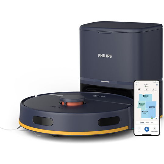 Robot de aspirare Seria 2000 XU2100/10, 2700 Pa, aspirator si mop,statie de golire automata, Wi-Fi, Navigare radar LDS, Filtru EPA11 lavabil, scanare la 360 de grade, 5 harti, aplicatie HomeRun, albastru