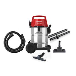 Aspirator WET&DRY HVC-MWD1400RD, 1400W, sac textil 6 L, Functie aspirare umeda si uscata, functie suflare, capacitate 21 L, Inox/Rosu