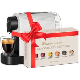 Pachet CAFISSIMO Pure Plus White espressor + Classic Collection, cafea capsule 6 sortimente, 60 buc