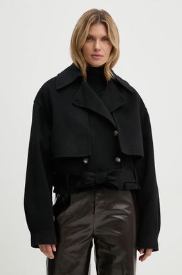 Nanushka Palton De Lana SATOYO Culoarea Negru, De Tranzitie, Oversize, NW24CROW01699