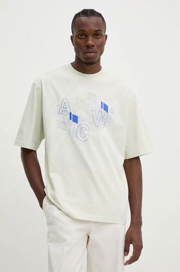 WALL* Tricou Din Bumbac Schematic Barbati, Culoarea Bej, Cu Imprimeu, ACWMTS198 A-COLD-WALL*