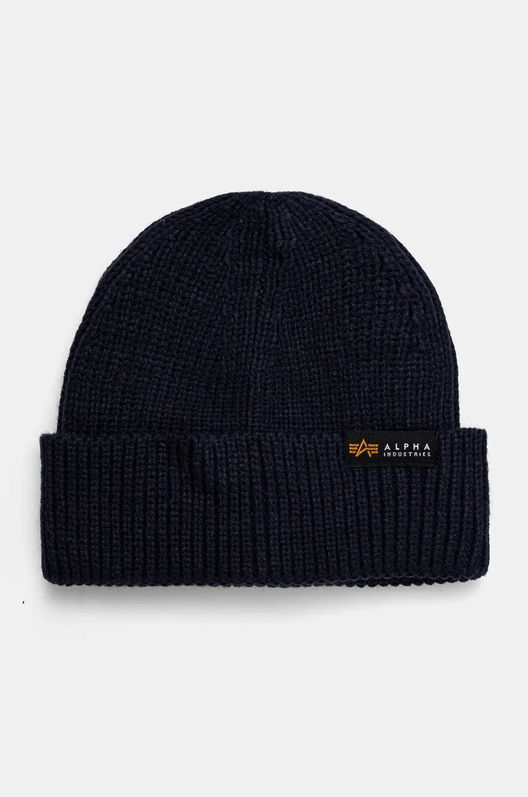 Alpha Industries Caciula Culoarea Albastru Marin, Din Tesatura Neteda Bleumarin