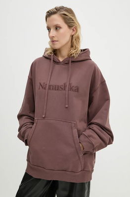 Nanushka Hanorac De Bumbac EVER Femei, Culoarea Maro, Cu Glugă, Cu Imprimeu, NU24PFSH03378