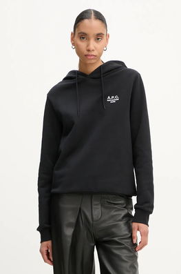 A.P.C. Bluza Hoodie Standard Rue Madame GOTS Culoarea Negru, Cu Glugă, Melanj, COHBV.M27914