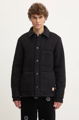 A.P.C. Jachetă Tip Cămașă Din Lână Veste Emile Patch Culoarea Negru, De Tranzitie, WVBCA.H02961