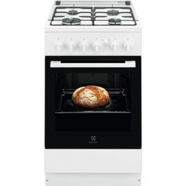 Aragaz Electrolux LKG500002W pe Gaz, 4 Arzatoare, Timer mecanic, Grill, Rotisor, Aprindere Electrica, Siguranta gaz, Iluminare cuptor, 50x60 cm, Alb