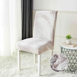 Huse de Scaun Elastice, Marime Universala, SET 6 BUC - WHITE FEATHERS