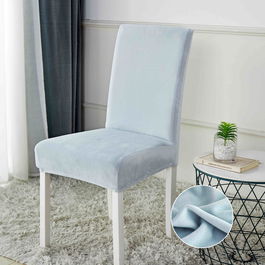 Set 6 huse de scaun din catifea, dimensiune universala (bleu deschis)