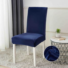 Set 6 huse de scaun din catifea, dimensiune universala (bleumarin)