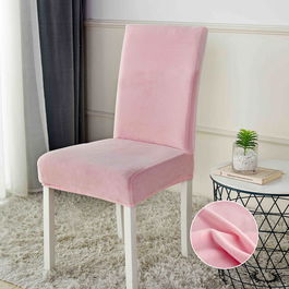 Set 6 huse de scaun din catifea, dimensiune universala - LIGHT PINK