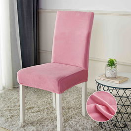 Set 6 huse de scaun din catifea, dimensiune universala - PINK