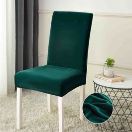 Set 6 huse de scaun din catifea, dimensiune universala - VERDE ROYAL