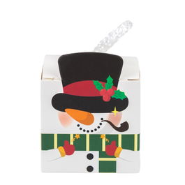 Cutie pătrată de Crăciun cu mâner de sfoară alb – alb (set 50 buc)