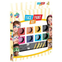 Set Pictura pe Fata pentru Copii - 16 Piese: 8 Vopsele, 4 Creioane, 2 Aplicatoare, 1 Burete Moxy GR7