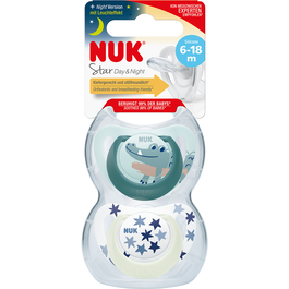 Set 2 suzete NUK STAR, DAY/NIGHT, SILICON, 6-18 luni, baieti