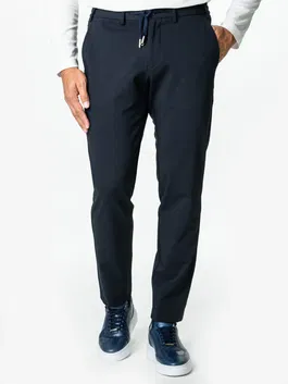 Pantaloni Office Bleumarin Barbati Cu Snur Full Stretch BMan0014