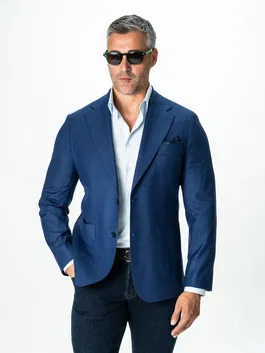 Sacou Smart Casual Barbati Albastru All Season Stofa Sarto BMan0035