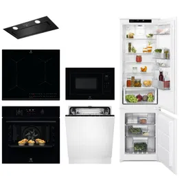 Pachet incorporabil Electrolux - Cuptor EOD6P77WZ + Plita inductie EIT61443B, 60 cm + Hota integrata LFG716R, Hob2Hood + Masina de spalat vase EEA27200L + Combina incorporabila ENS6TE19S, No Frost + Cuptor microunde LMS4253TMK