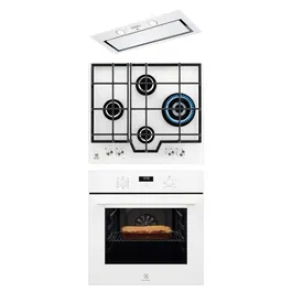 Pachet incorporabil Electrolux - Cuptor electric EOF5F50BV, catalitic, 65 l + Plita gaz GME363NV, 60 cm, arzator Wok + Hota LFG716W, 54 cm, 700 mc/h