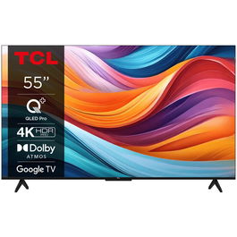 Televizor QLED TCL 55T7B, 139 cm, Smart Google TV, 4K Ultra HD, Clasa F