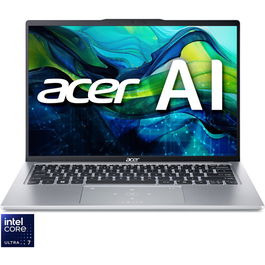 Laptop Acer Swift Go 14 SFG14-73-79SX cu procesor Intel® Core™ Ultra 7 155U pana la 4.8GHz, 14'', WQ2.2k IPS Display, 16GB LPDDR5X RAM, 512GB SSD, Intel® Graphics, No OS, Pure Silver