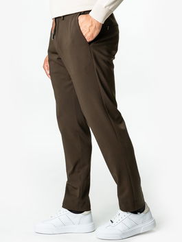 Pantaloni Maro Inchis Relax Fit Barbati Cu Snur Full Stretch Office BMan0014