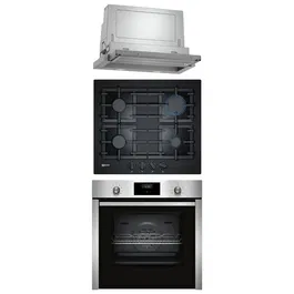 Pachet incorporabil Neff - Cuptor electric B3CCE4AN0, 71 l, 60 cm, usa cu sistem Hide + Plita pe gaz T26CS49S0, 60 cm + Hota telescopica D46ED52X1, 60 cm, 728 m³/h
