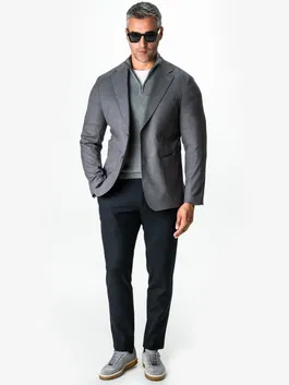 Sacou Smart Casual Gri Inchis Barbati Lana & Bumbac BMan0002