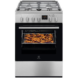 Aragaz Electrolux LKK660220X, Mixt, 4 arzatoare , Siguranta plita, Aprindere integrata, Cuptor electric, Plus Steam, AirFry, Timer, Grill electric, Clasa A, 60 cm, Inox