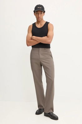 Nanushka Pantaloni De Lana LOIC Culoarea Gri, Drept, NM24PFPA02093
