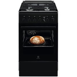 Aragaz Electrolux LKG504022K, Gaz, 4 arzatoare, Siguranta plita si cuptor, Autocuratare catalitica, Grill electric, Rotisor, 50 cm, Negru