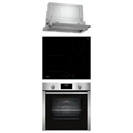 Pachet incorporabil Neff - Cuptor electric B3CCE4AN0, 71 l, 60 cm, usa cu sistem Hide + Plita inductie T56FHS1L0, Home Connect, 60 cm + Hota telescopica D46ED52X1, 60 cm, 728 m³/h