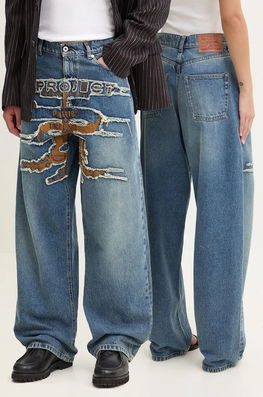 Y/Project Jeansi EVERGREEN PARIS' BEST PATCH JEANS 207PA005 Albastru