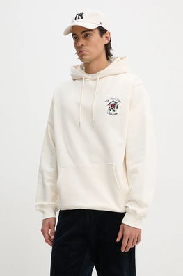 Drôle De Monsieur Hanorac De Bumbac Le Hoodie Slogan Fleurs Barbati, Culoarea Bej, Cu Glugă, Cu Imprimeu, E.HO169.CO127.CM Le Hoodie Slogan Fleurs