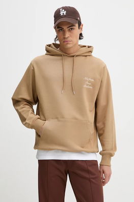 Drôle De Monsieur Hanorac De Bumbac Le Hoodie Slogan Calligraphy Barbati, Culoarea Maro, Cu Glugă, Cu Imprimeu, E.HO168.CO127.IBN Le Hoodie Slogan Calligraphy