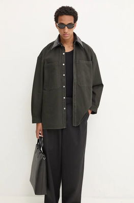 Nanushka Camasa Din Bumbac BEAUX Barbati, Culoarea Verde, Cu Guler Clasic, Relaxed, NU24PFJK00497
