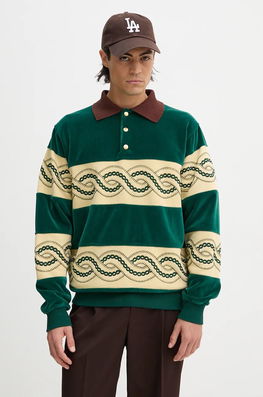 Drôle De Monsieur Bluza Le Polo Sweat TressE Barbati, Culoarea Verde, Cu Imprimeu, E.PL133.CO171.DGN Le Polo Sweat TressE