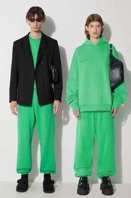 Pangaia Pantaloni De Trening Din Bumbac Culoarea Verde, Uni