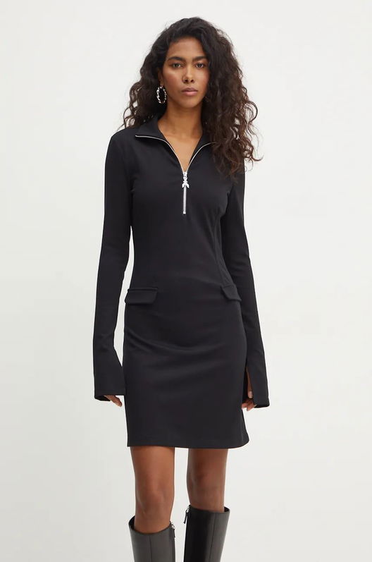 Patrizia Pepe Rochie Culoarea Negru, Mini, Mulata, 2A2866 A025