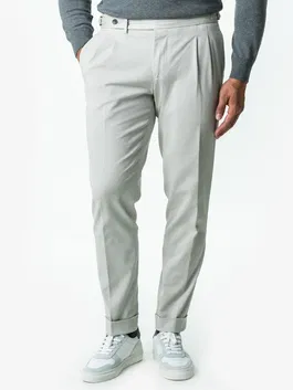 Pantaloni Albi Gurkha Cu Pense Barbati Grei Bumbac All Season BMan0021