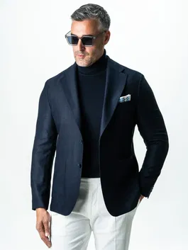 Sacou Business & Smart Casual Barbati Bleumarin Herringbone Sarto Bman0034