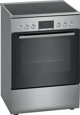 Aragaz electric Bosch Seria 4 HKR39C250, 60 cm, 7 functii de gatire, 66 l, EcoClean Direct, plita vitroceramica, afisaj LED, Clasa A, Inox