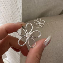 Cercei argint mari, cercei argint deosebiti floare din argint, dama, argint 925, bijuterii elegante pentru femei, argintiu, 6,56 gr