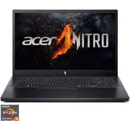 Laptop Acer Nitro V15 ANV15-41-R5DX cu procesor AMD Ryzen™ 5 7535HS pana la 4.55GHz, 15.6'' Full HD, IPS, 144Hz, 16GB DDR5 RAM, 512GB SSD, NVIDIA® GeForce RTX™ 4060 8 GB GDDR6, No OS, Obsidian Black