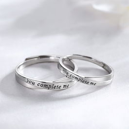 Set inele cuplu argint, set inele personalizate argint, inele argint reglabile, inele barbati argint, inele din argint cu mesaj 