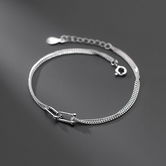 Bratara argint femei, bratara talismane, bratari argint elegante, zale U links, argint 925, lant in forma de u, argintiu, 1,96 gr