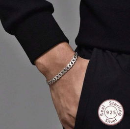 Bratara argint barbati groasa 7 mm, bratara cuban argint rodiat, unisex, bratari argint femei, bratari barbati argint, bratari argint groase, cuban link, argintiu, 19,37 gr